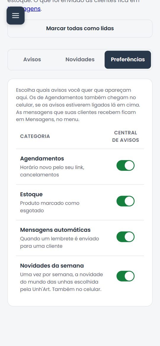 Tela Notificações, aba Preferências: a opção Novidades da semana, que liga e desliga o aviso