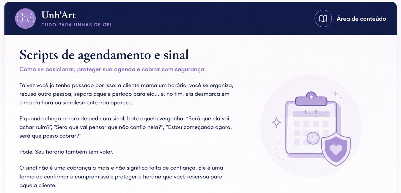 Scripts prontos de cobrança de sinal e confirmação de horário